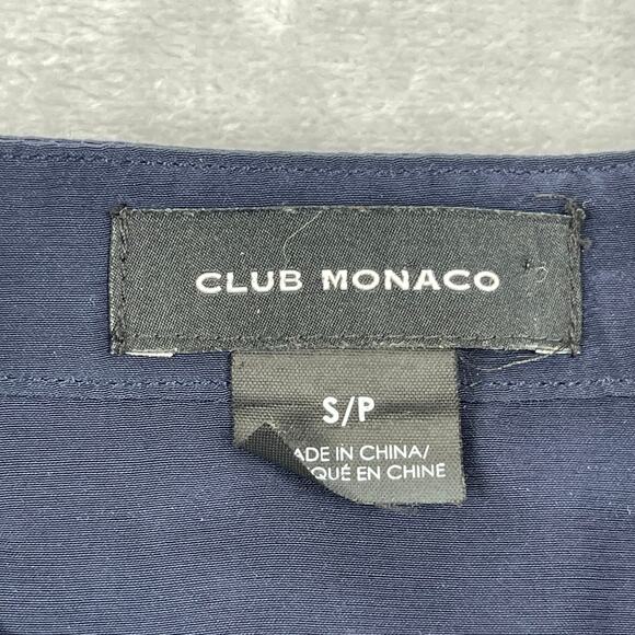 Club Monaco Sweater Top Womens Small Wool Blend Navy Twofer Layered Blouse - Picture 10 of 16